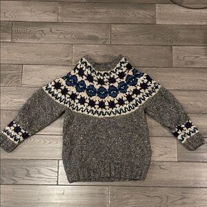 Vintage 1990s Speckled 100% Wool Fair Isle Patterned Knit